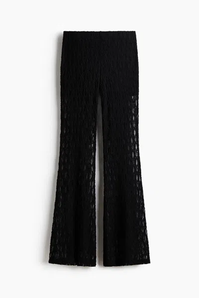 H&m Flared Lace-look Pants In Black
