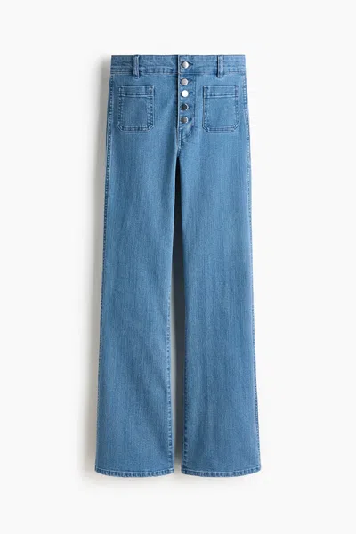 H&m Flared Leg High Waist Jeans In Animal Print