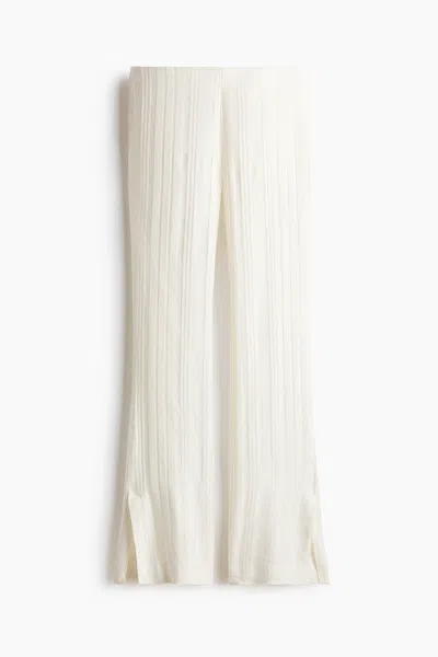 H&m Flared Linen-blend Pants In White