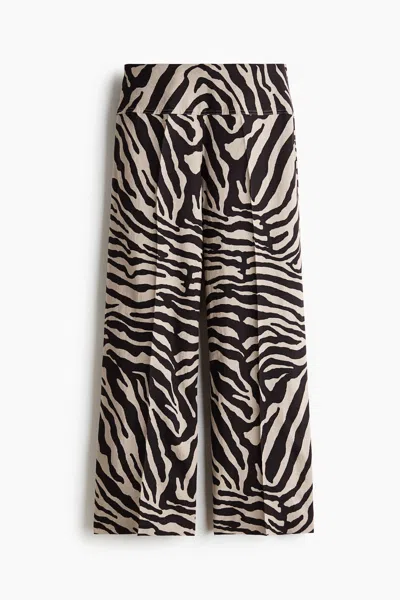 H&m Flared Linen-blend Pants In Black