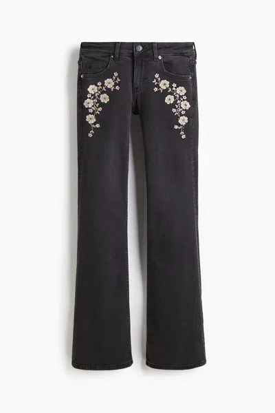 H&m Flared Low Jeans In Black