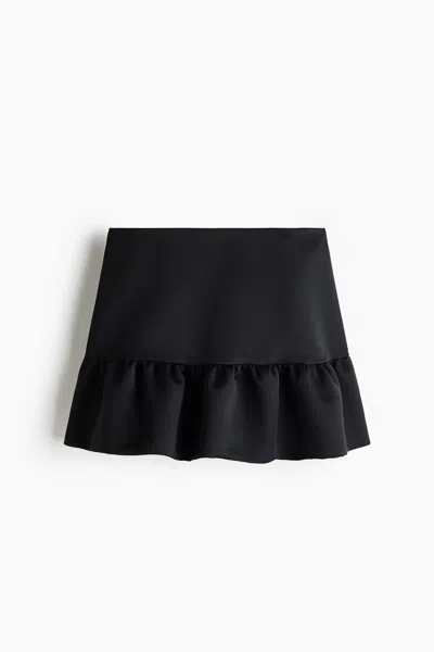 H&m Flared Mini Skirt In Black