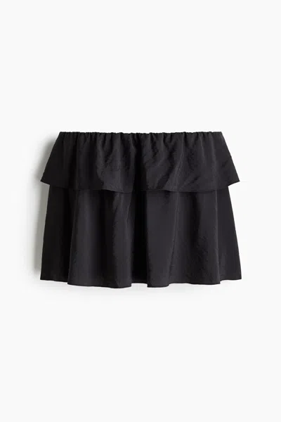 H&m Flared Mini Skirt In Black