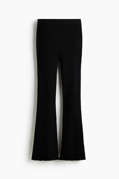 H&m Flared Rib-knit Pants In Brown