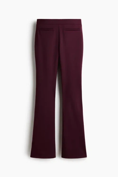 H&m Flared Trousers In Burgundy