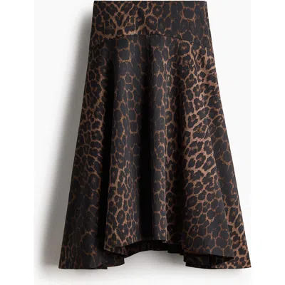 H&m Flared Twill Skirt In Brown