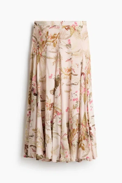 H&m Flared Viscose-blend Skirt In Neutral
