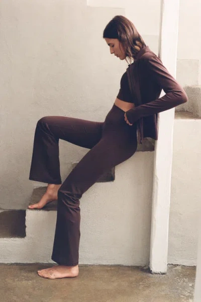H&m Flared Yoga Leggings With Softmove In Brown