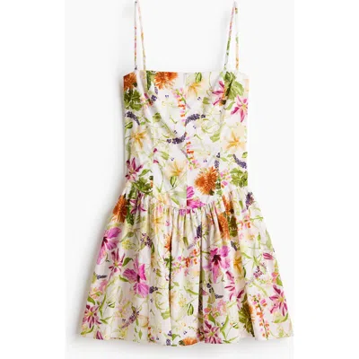 H&m Flared-skirt Cotton Strappy Dress In Multi