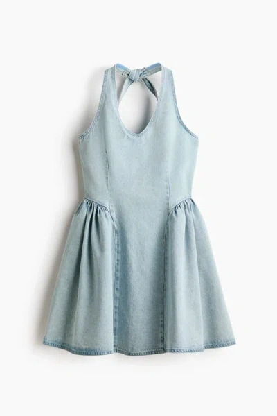 H&m Flared-skirt Denim Dress In Blue