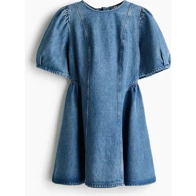 H&m Flared-skirt Denim Dress In Blue