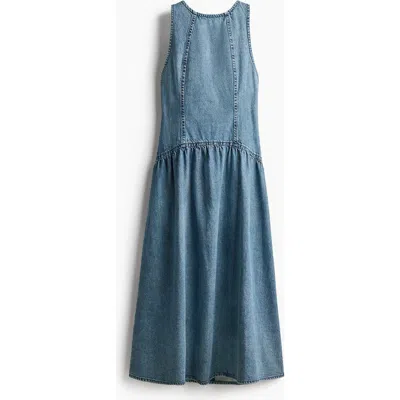 H&m Flared-skirt Denim Dress In Blue