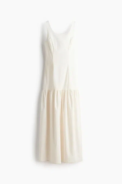 H&m Flared-skirt Low-back Dress In White