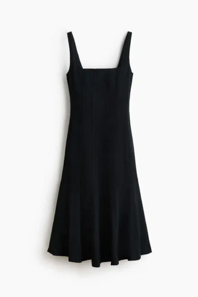 H&m Flared-skirt Midi Dress In Black