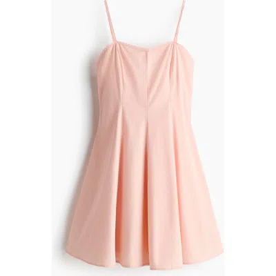 H&m Flared-skirt Poplin Dress In Pink