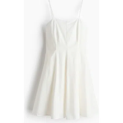 H&m Flared-skirt Poplin Dress In White