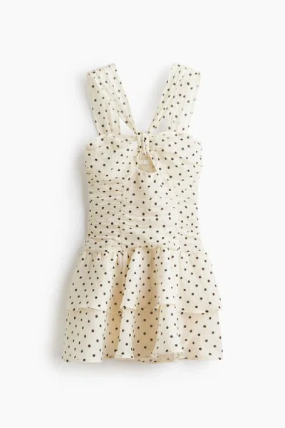 H&m Flared-skirt Ruched Dress In Gray