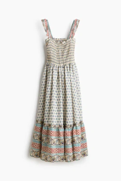 H&m Flared-skirt Smocked Dress In Multi