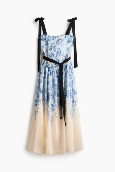 H&m Flared-skirt Tie-strap Dress In Multi