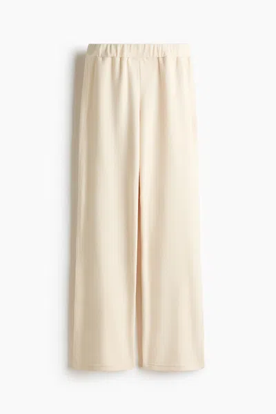 H&m Fleece Sports Joggers In Vanilla