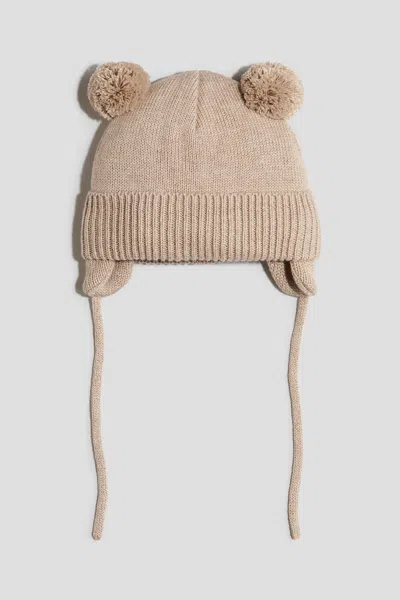 H&m Babies' Fleece-lined Beanie With Chin Ties In Brown