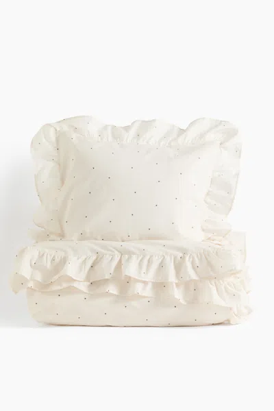H&m Flounced Duvet Cover Set In Neutral