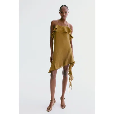 H&m Flounced Halterneck Dress In Green
