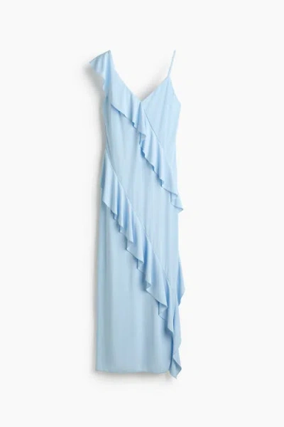 H&m Flounced Jersey Dress In Blue