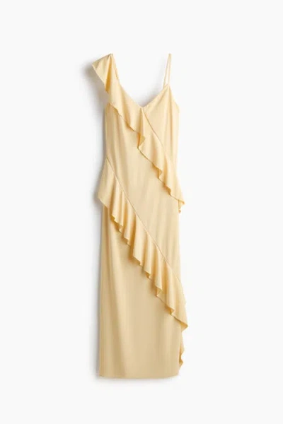 H&m Flounced Jersey Dress In Yellow