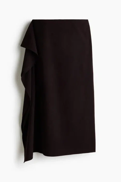 H&m Flounced Midi Skirt In Brown
