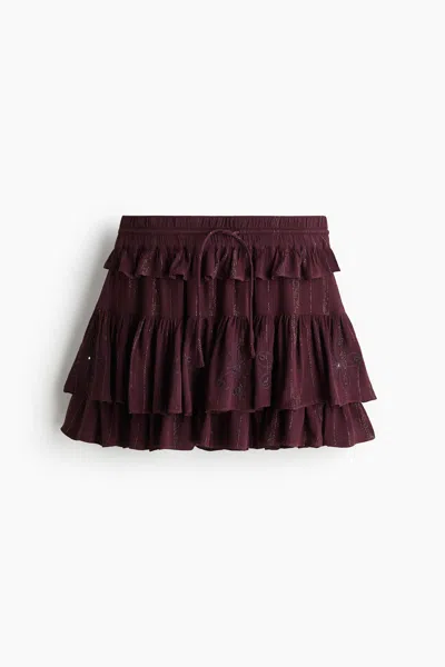 H&m Flounced Mini Skirt In Brown