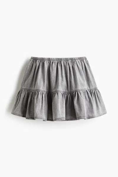 H&m Flounced Mini Skirt In Gray