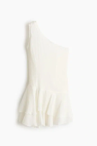 H&m Flounced One-shoulder Dress In White