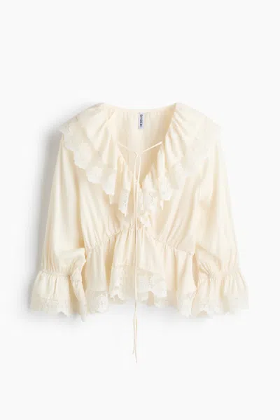 H&m Flounced Peplum Blouse In Neutral