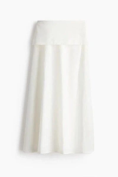 H&m Flounced Poplin Skirt In White