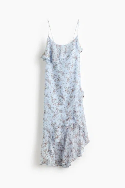 H&m Flounced Strappy Dress In Blue