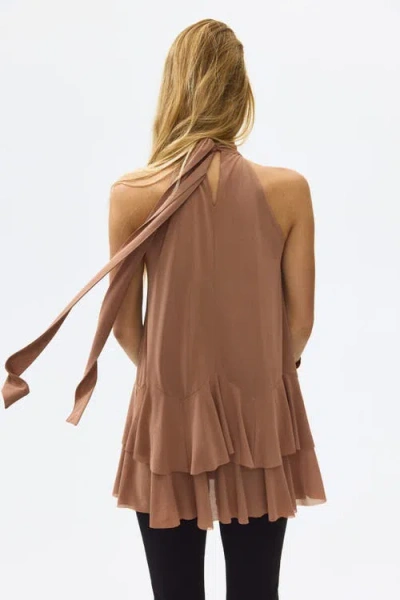 H&m Flounced Tie-detail Top In Neutral
