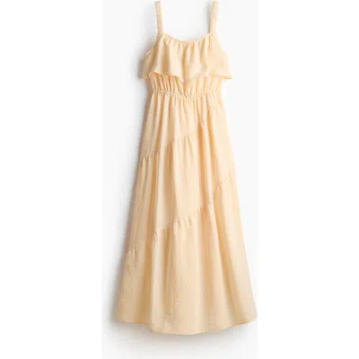 H&m Flounced Tiered Dress In Yellow