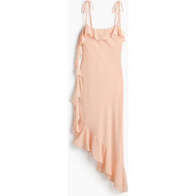 H&m Flounced Tie-strap Dress In Pink