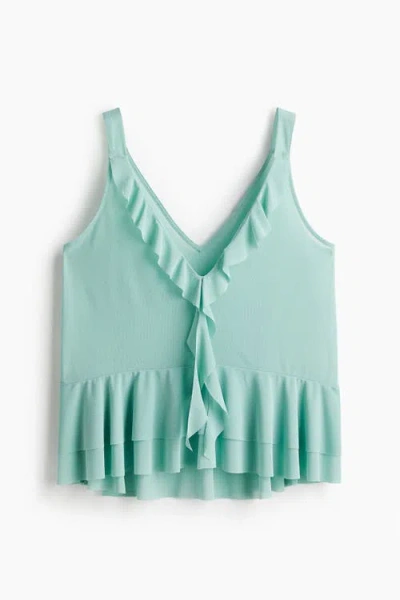 H&m Flounced Vest Top In Green