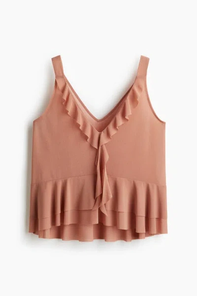 H&m Flounced Vest Top In Brown