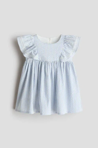 H&m Babies'  Flounce-trimmed Cotton Dress In Blue