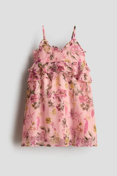 H&m Kids'  Flounce-trimmed Strappy Dress In Pink
