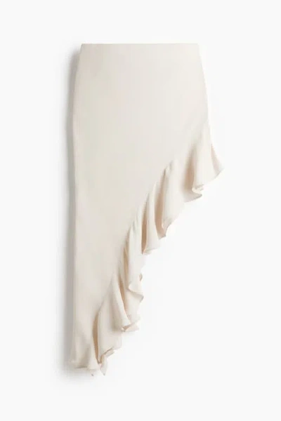 H&m Flounce-trimmed Viscose Skirt In White