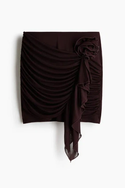 H&m Flower-detail Mini Skirt In Brown