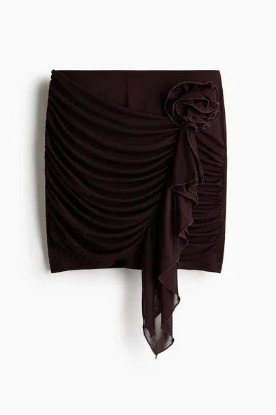 H&m Flower-detail Mini Skirt In Brown