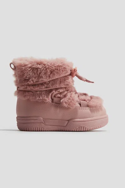 H&m Fluffy Boots In Pink
