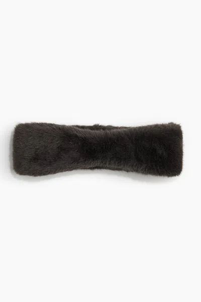 H&m Fluffy Headband In Dark Gray