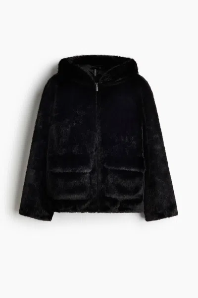 H&m Fluffy Jacket In Black