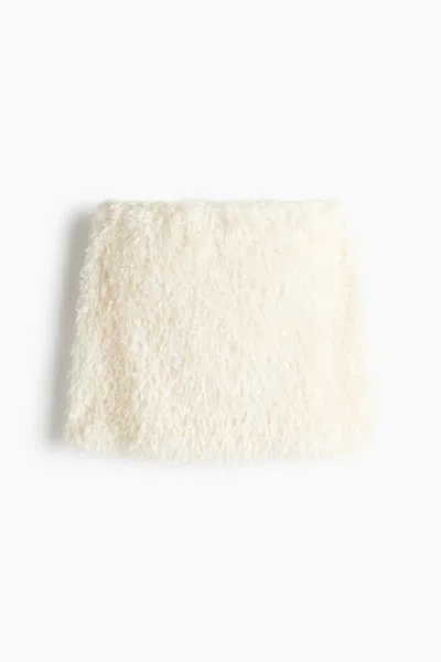 H&m Fluffy Mini Skirt In White